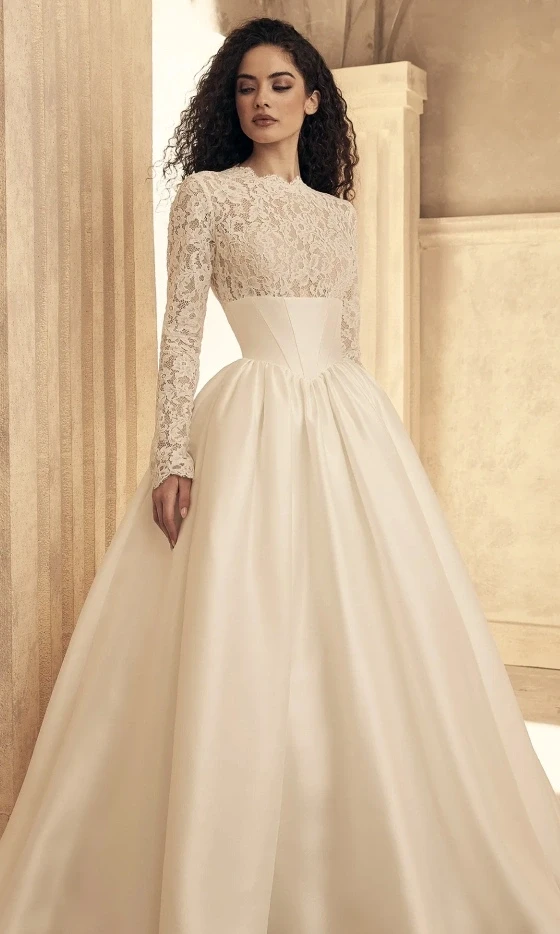 Model wearing a Ball Gown Style gown. Desktop image