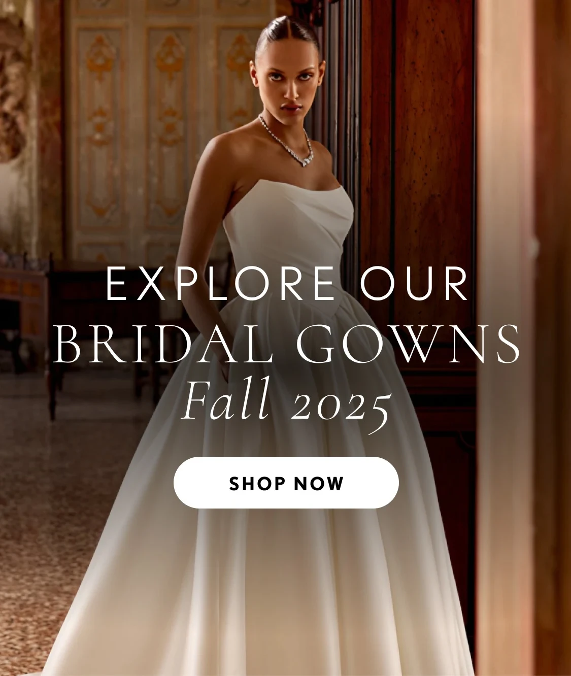 2 Model wearing Justin Alexander 88436 gown, mobile banner