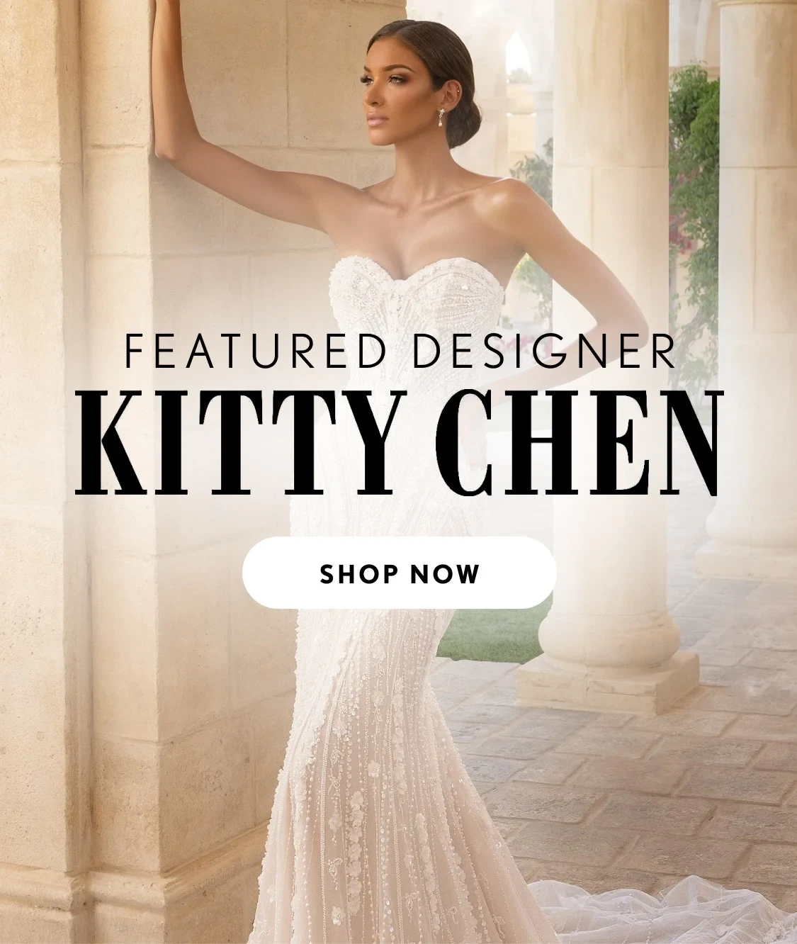 Model wearing Kitty Chen 2519 gowns, mobile banner